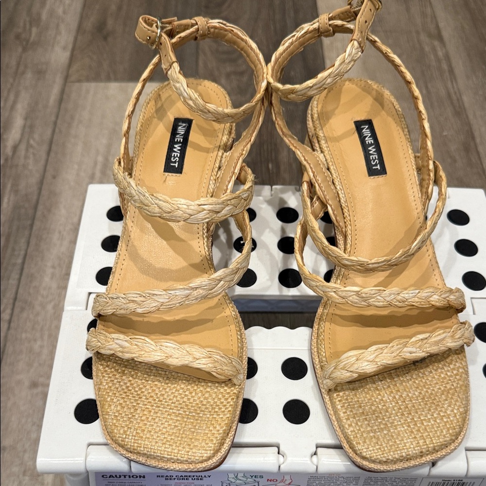 Nine West Beige Braided Sandals